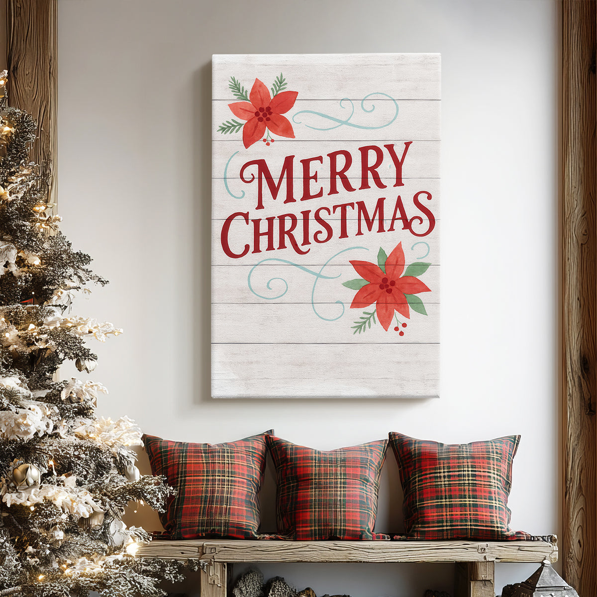 Holly-Red Sleigh Whisper - Canvas Art Print