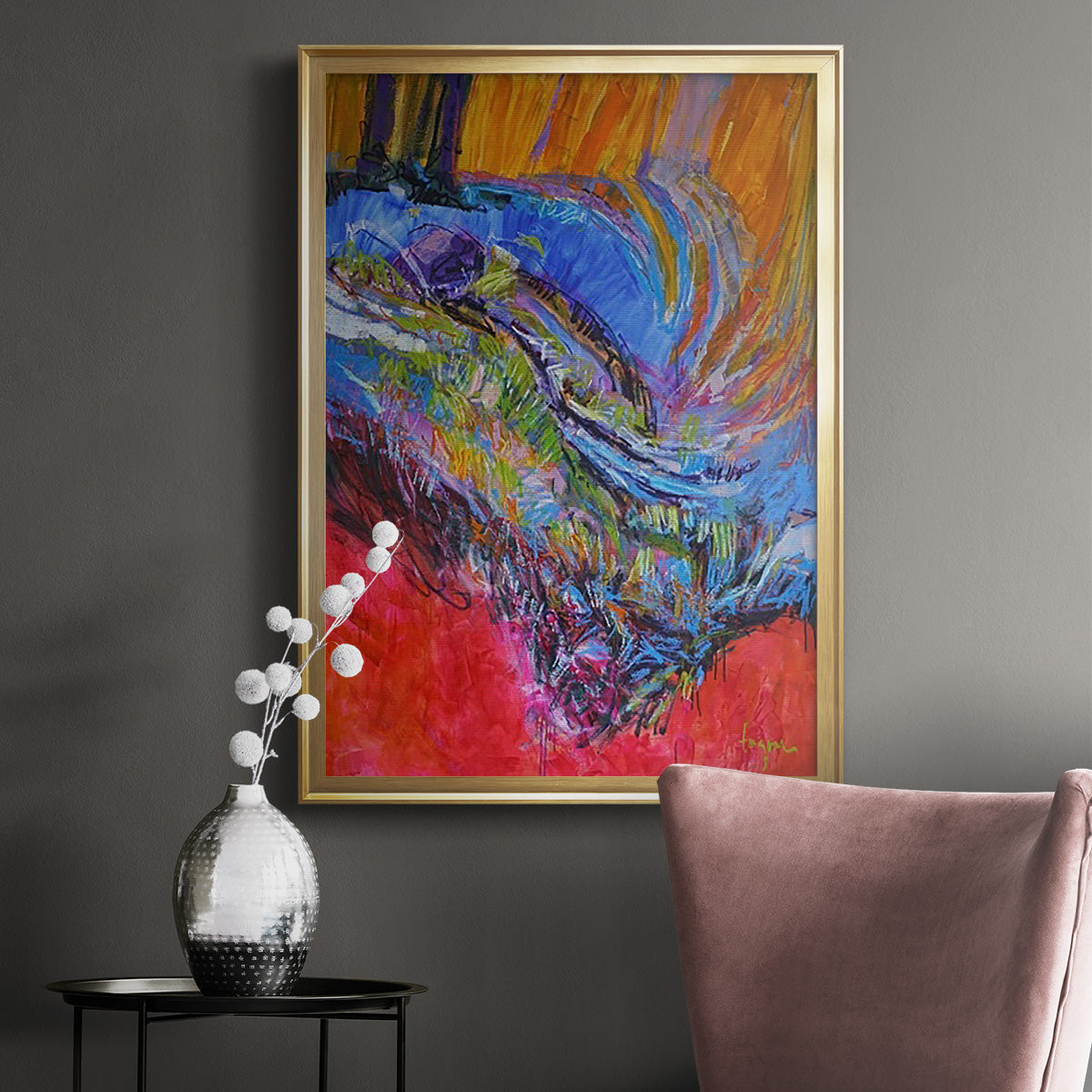 Vibrant Flow II - Modern Framed Canvas Print