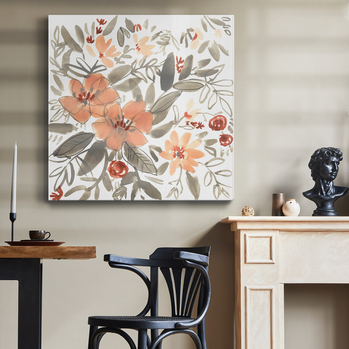 Peach & Rust Blooms I - Canvas Art Print