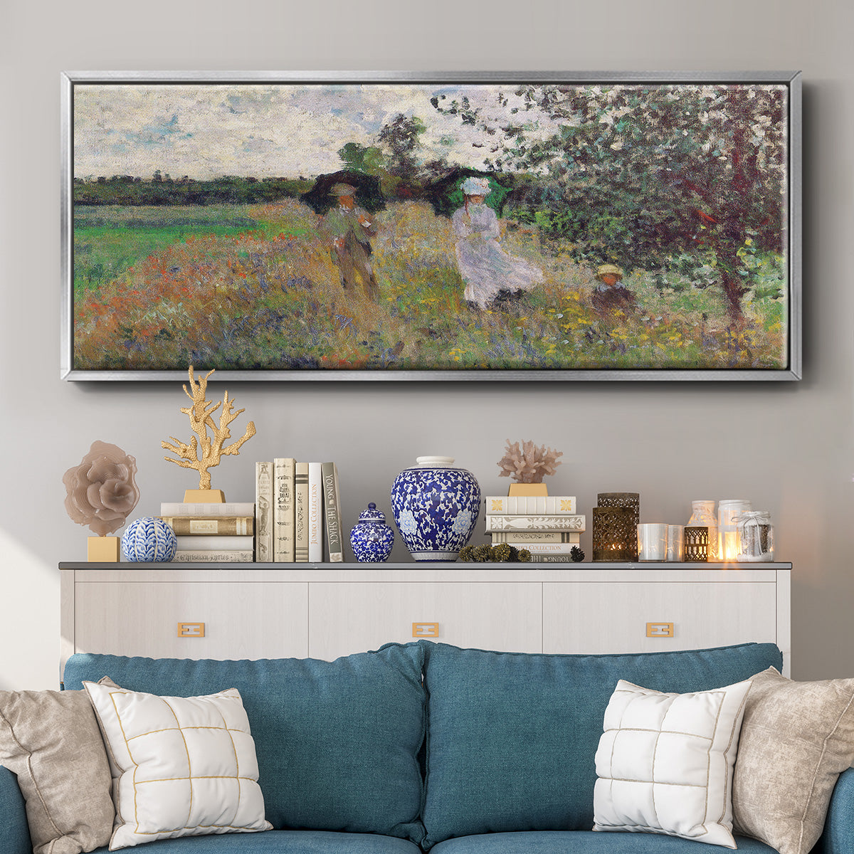 Promenade a Argenteuil, 1875 - Floater Framed Canvas Print
