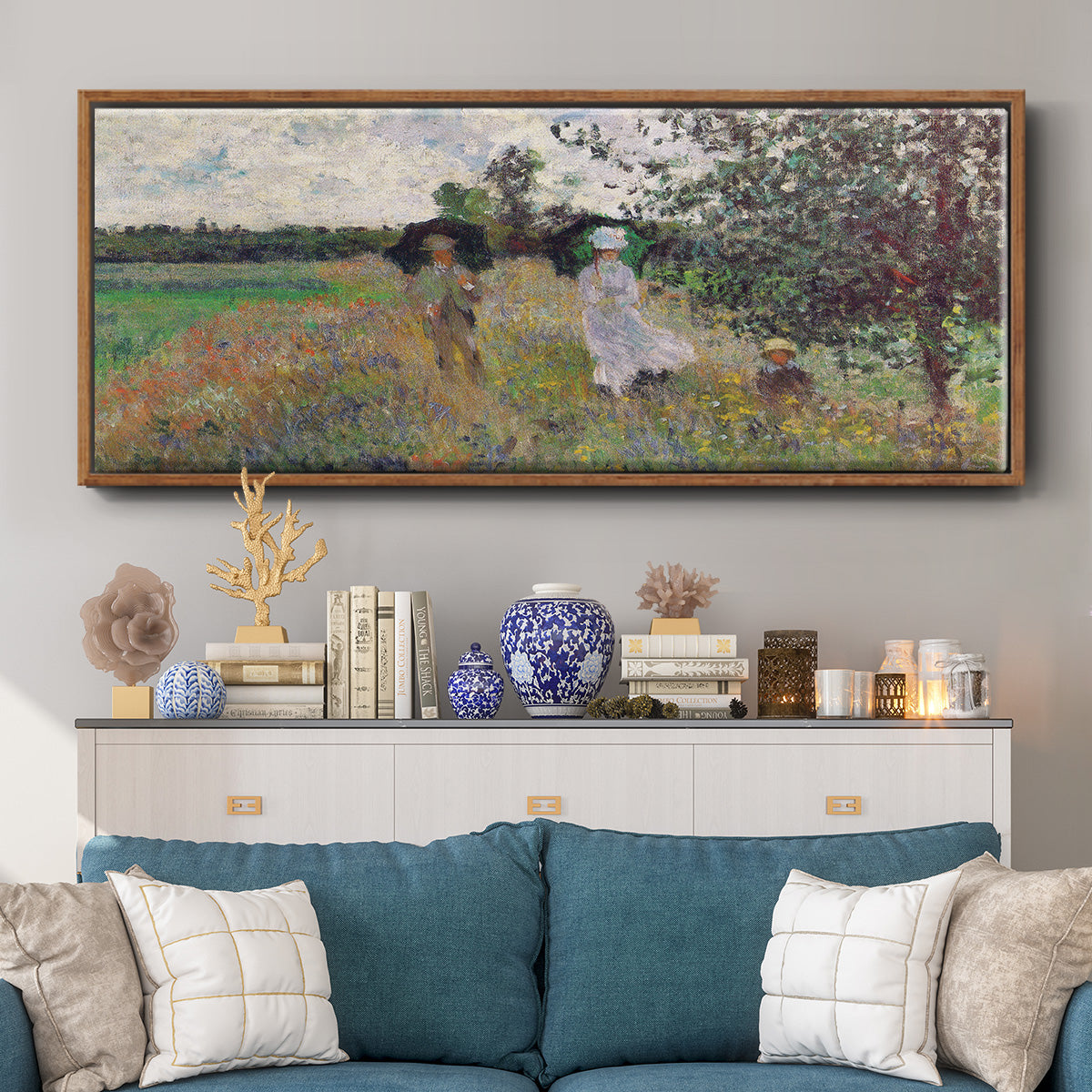 Promenade a Argenteuil, 1875 - Floater Framed Canvas Print