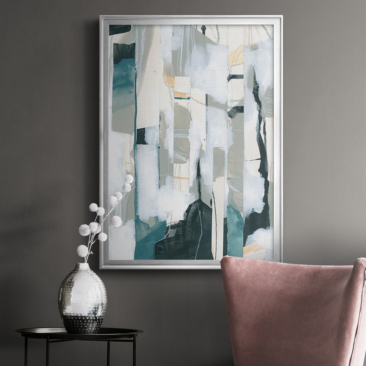 Sea Cavern Strata I - Modern Framed Canvas Print