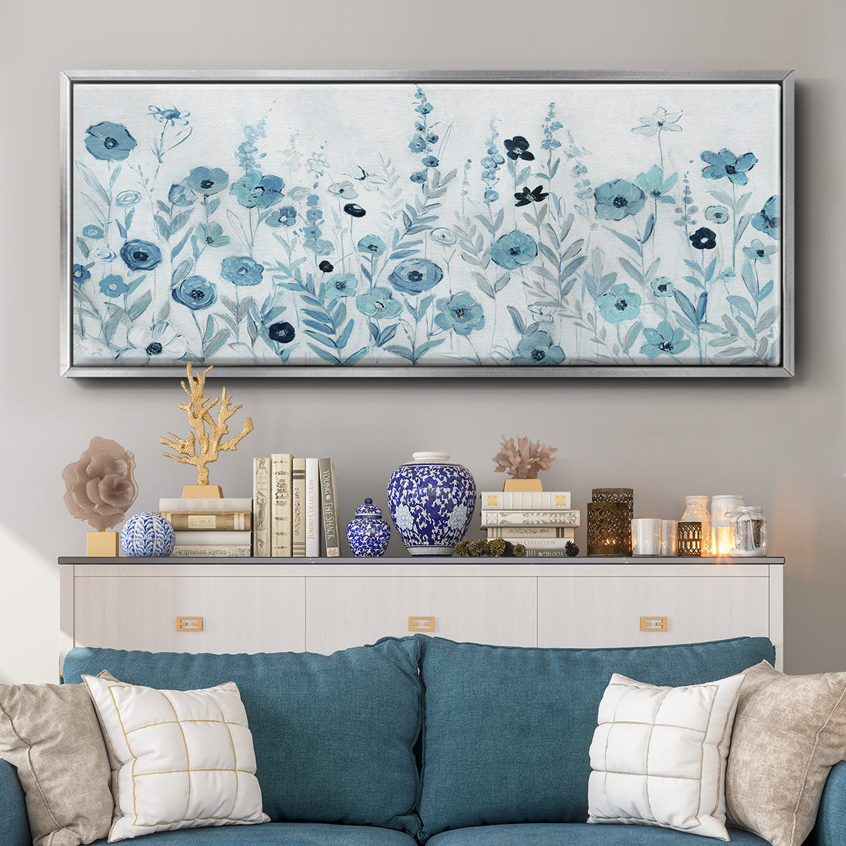 Endless Field of Blue - Floater Framed Canvas Print