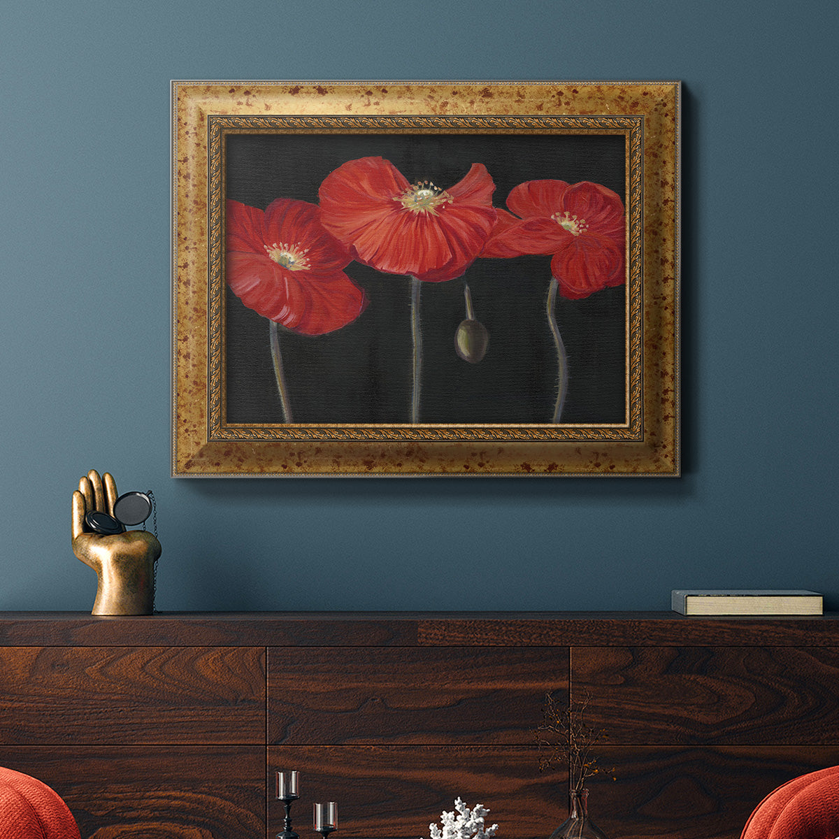 Poppy Trio I Premium Framed Canvas- Ready to Hang