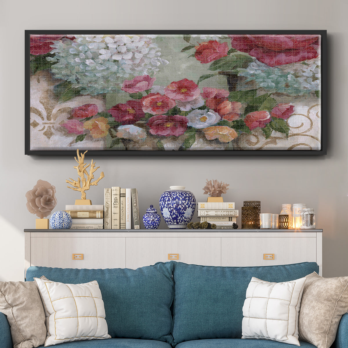 Contained Blooms - Floater Framed Canvas Print