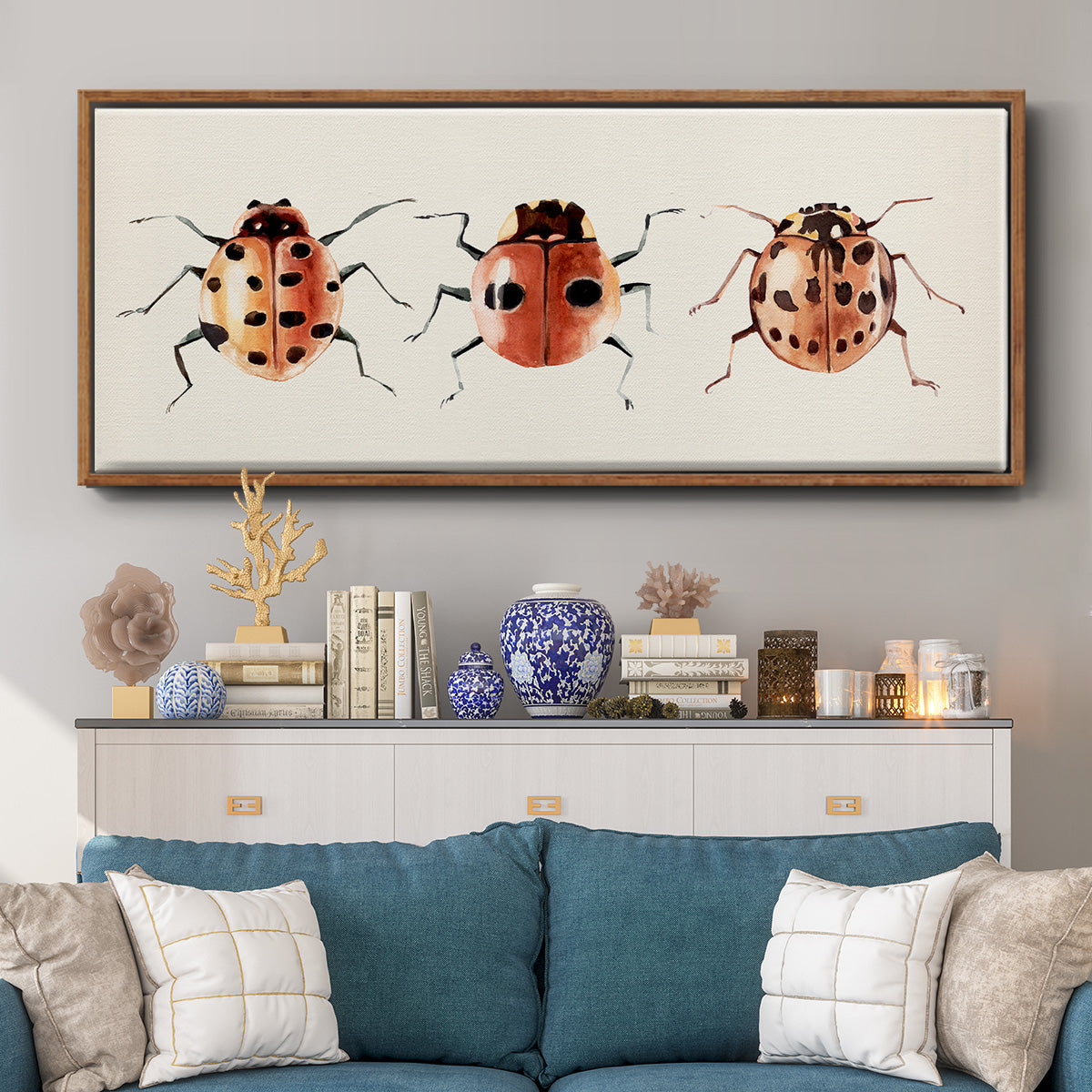Ladybug Display II - Floater Framed Canvas Print