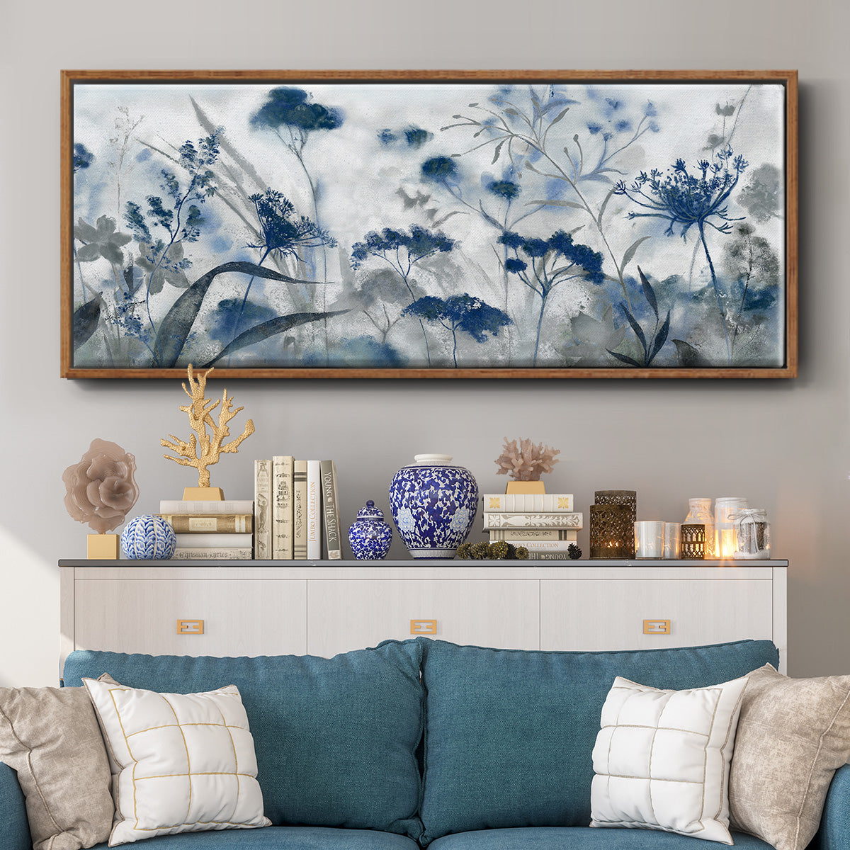 Inky Indigo - Floater Framed Canvas Print