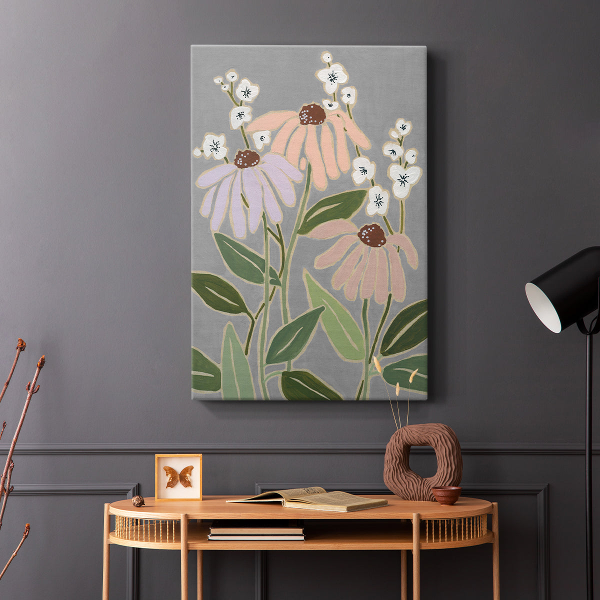 Woodblock Floral I - Canvas Art Print