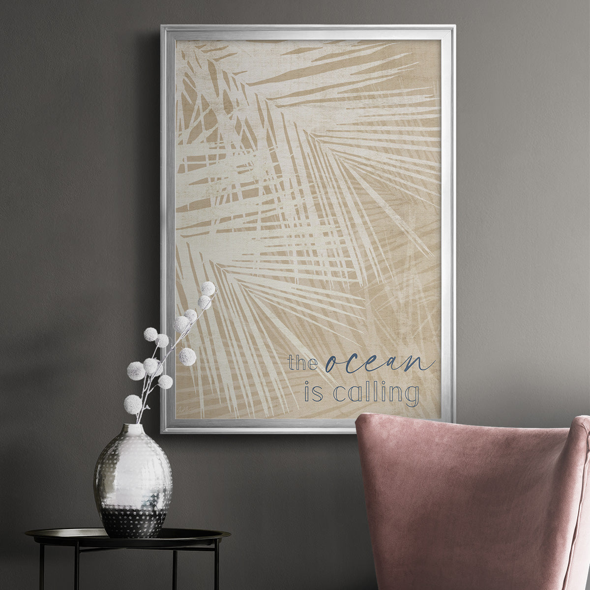 Ocean Calling Palms - Modern Framed Canvas Print