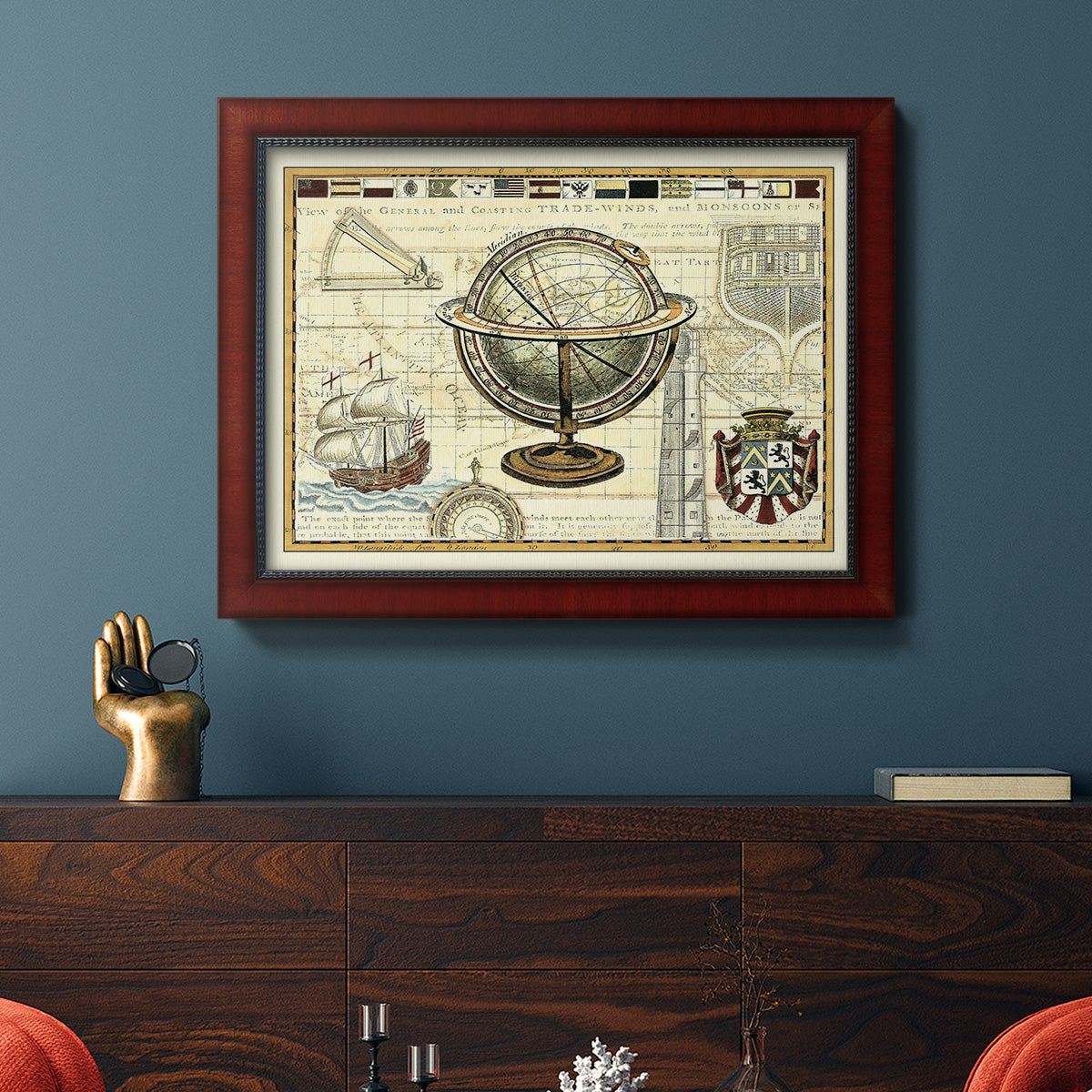 Nautical Map II Premium Framed Canvas- Ready to Hang