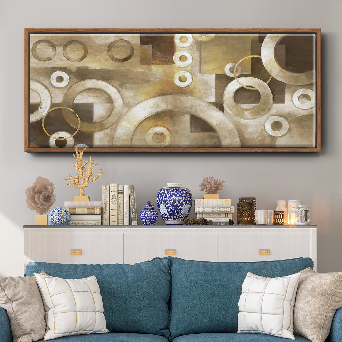 Neutral Motion - Floater Framed Canvas Print