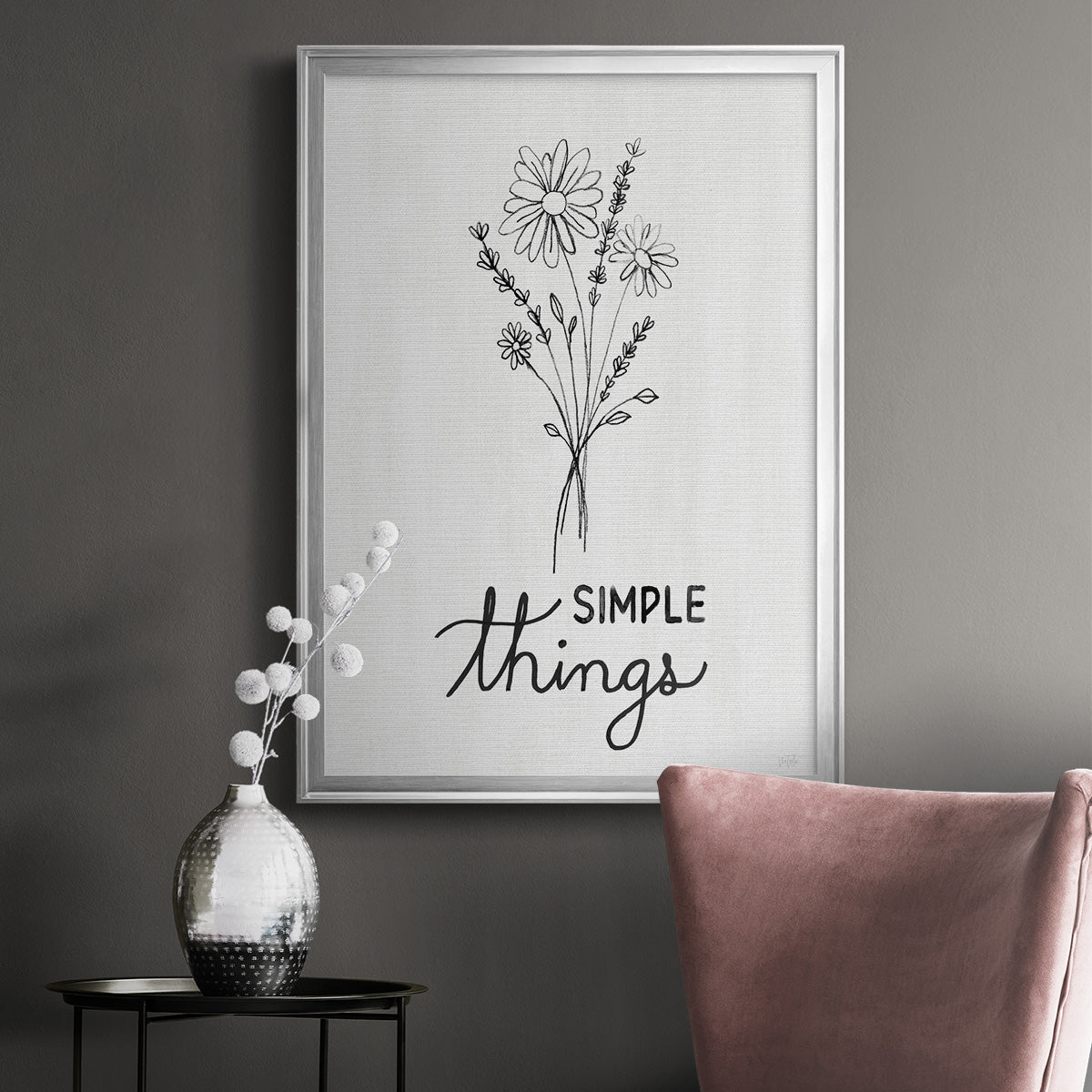 Simple Things Sketch - Modern Framed Canvas Print