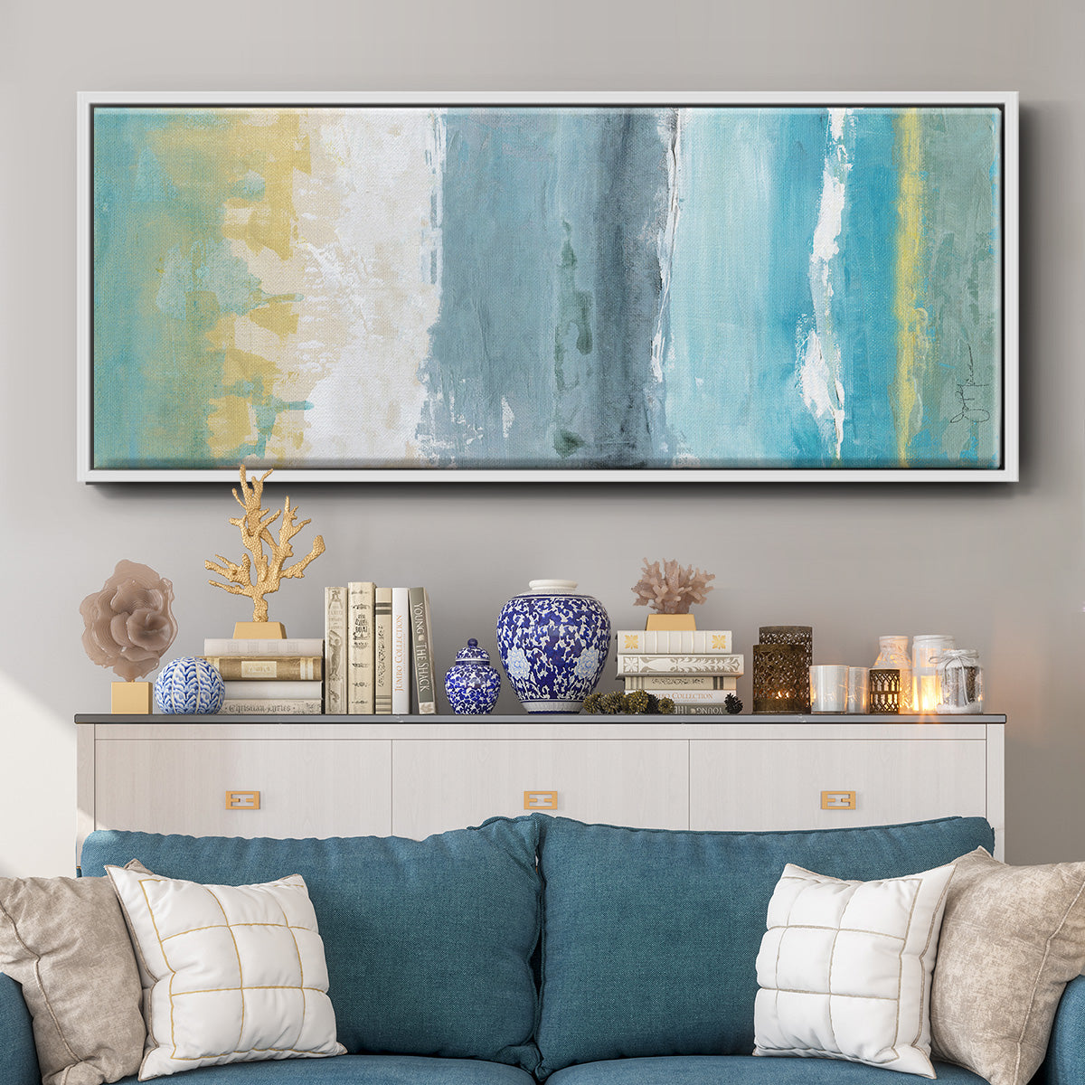 Beach Walk I - Floater Framed Canvas Print