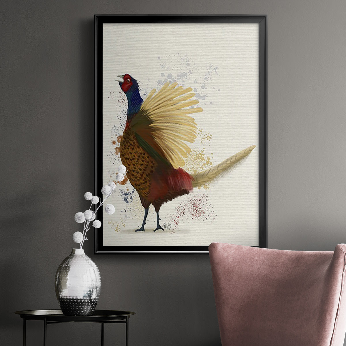 Pheasant Splash 8 - Modern Framed Canvas Print