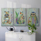 Fantastic Florals Owl - Framed Premium Gallery Wrapped Canvas L Frame 3 Piece Set - Ready to Hang