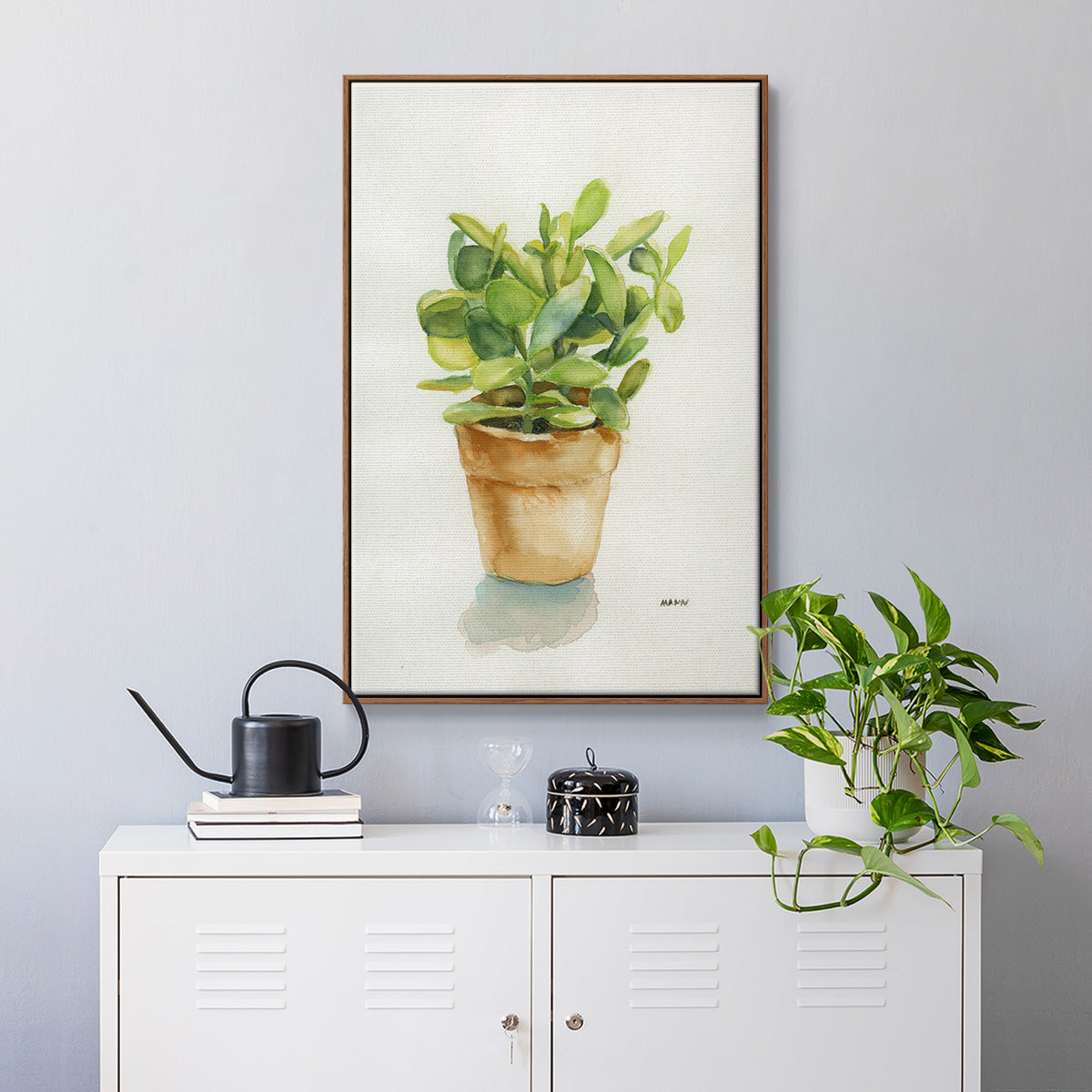 Succulent I - Framed Premium Gallery Wrapped Canvas L Frame - Ready to Hang