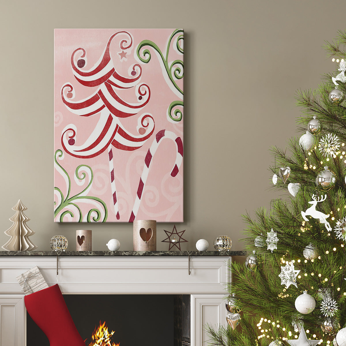 Candy Cane Holiday I - Gallery Wrapped Canvas