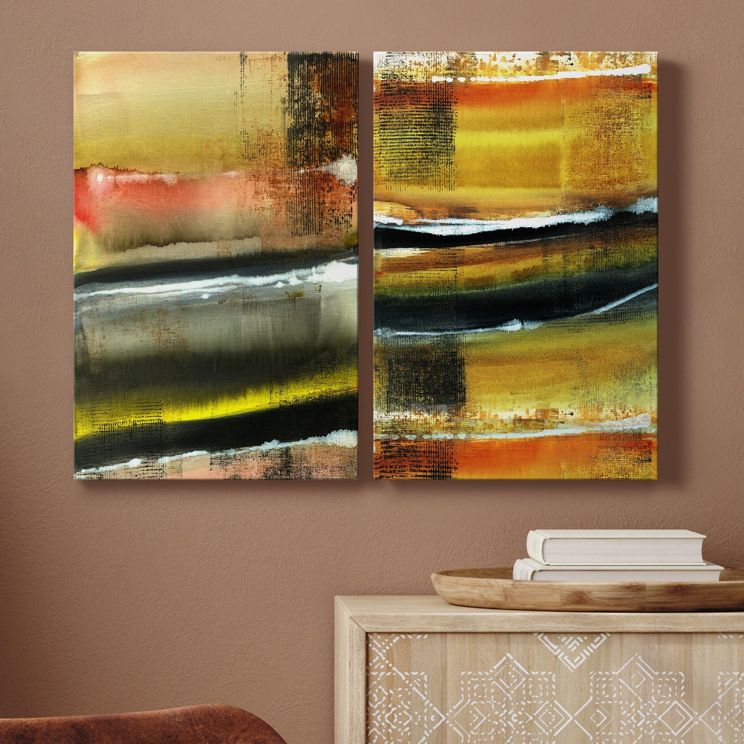 Desert Night I Premium Gallery Wrapped Canvas - Ready to Hang - Set of 2 - 8 x 12 Each