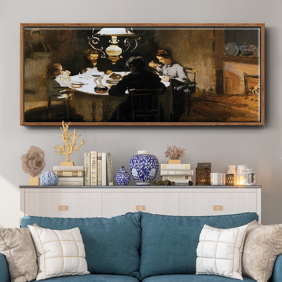The Dinner, 1868 - Floater Framed Canvas Print