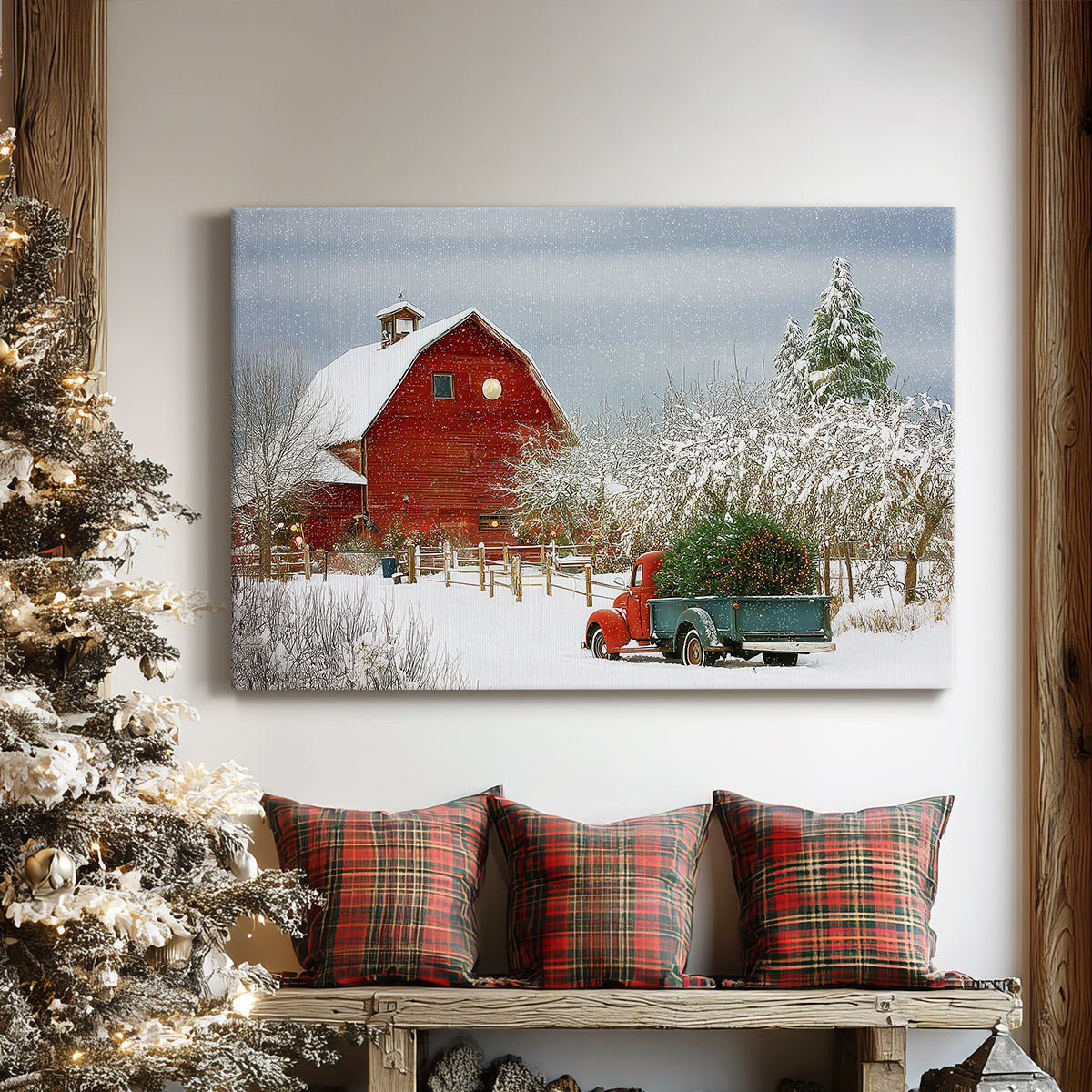 Soft Linen Village Serenade - Canvas Art Print