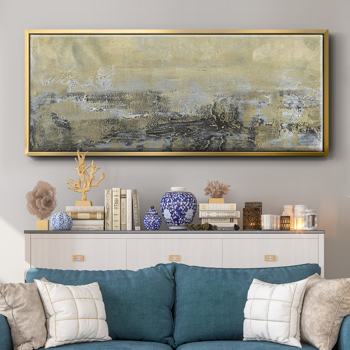 Gold Horizon I - Floater Framed Canvas Print