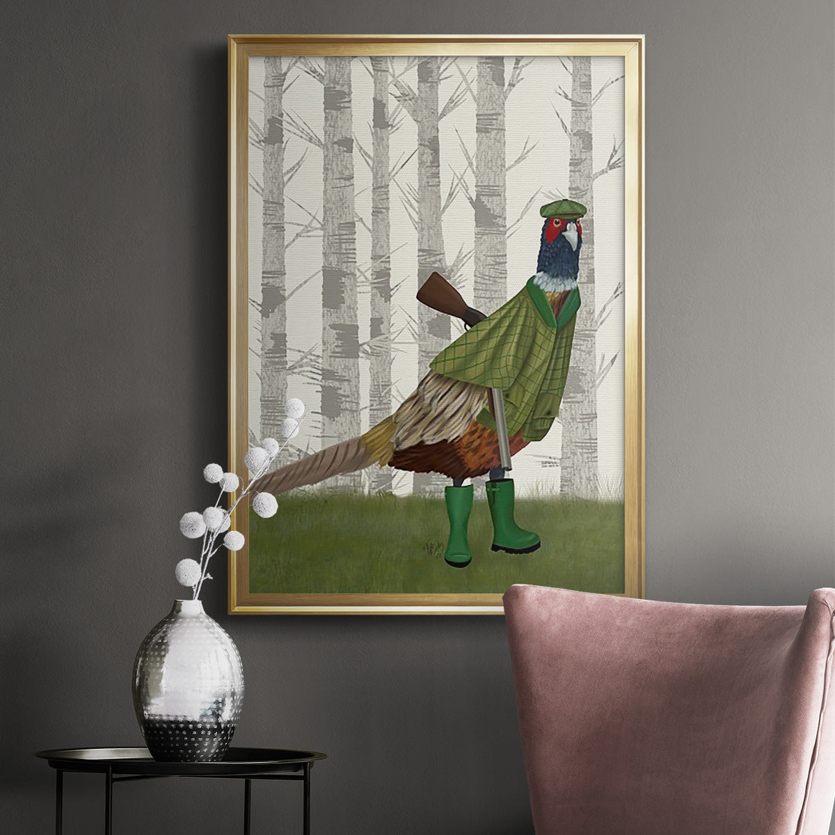 Pheasant Shooting Party 2 - Modern Framed Canvas Print