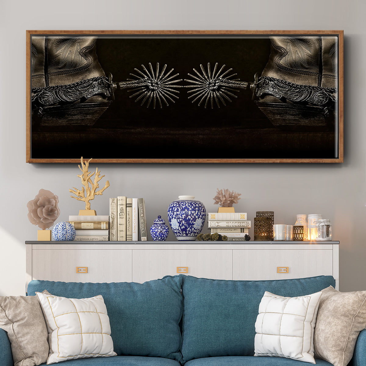 Photography Study Spurs - Floater Framed Canvas Print
