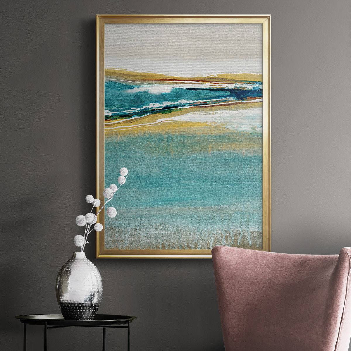 Aqua Quartz V1 - Modern Framed Canvas Print