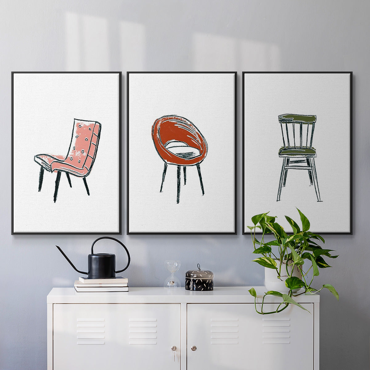 Take a Seat IV - Framed Premium Gallery Wrapped Canvas L Frame 3 Piece Set - Ready to Hang