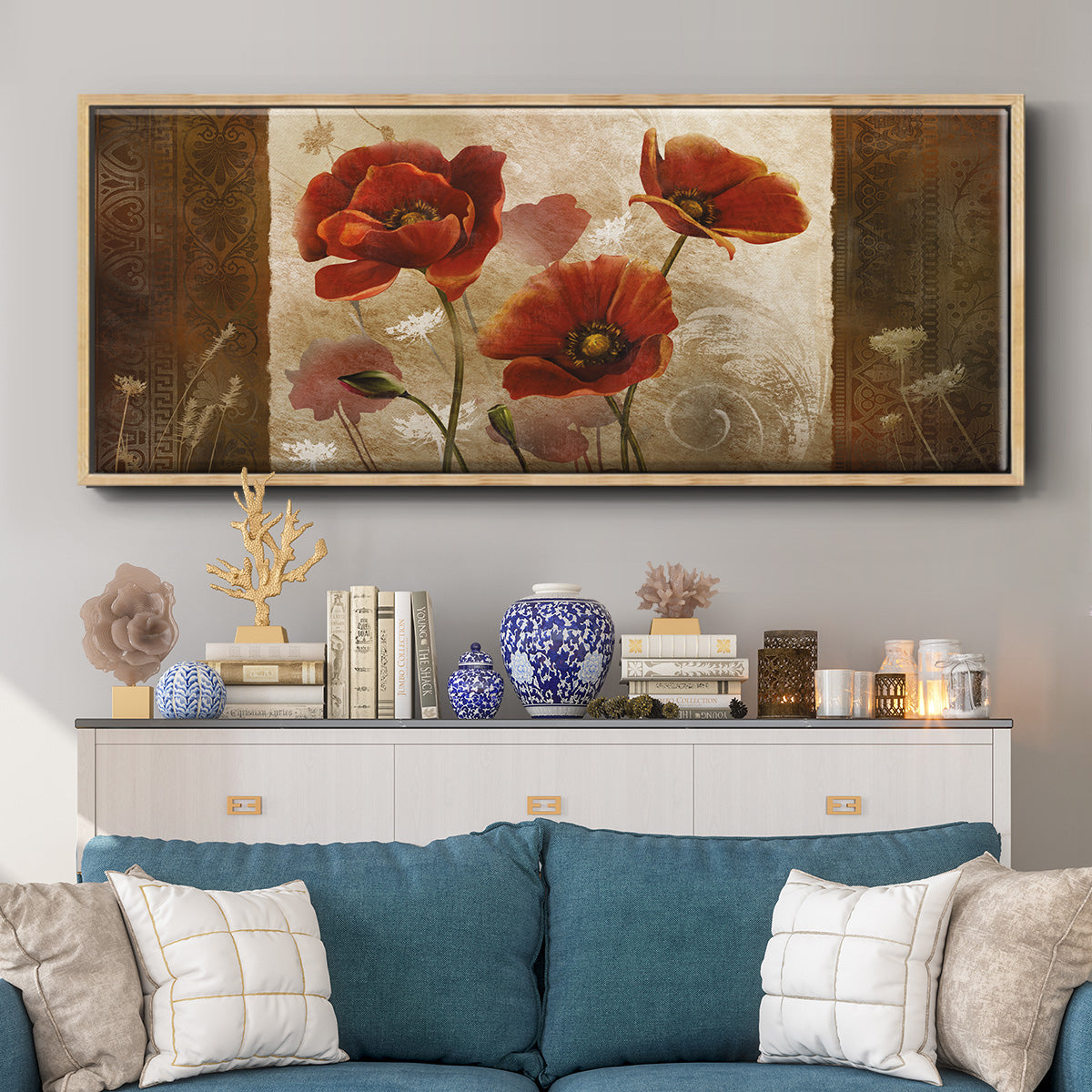 Poppy Morning - Floater Framed Canvas Print