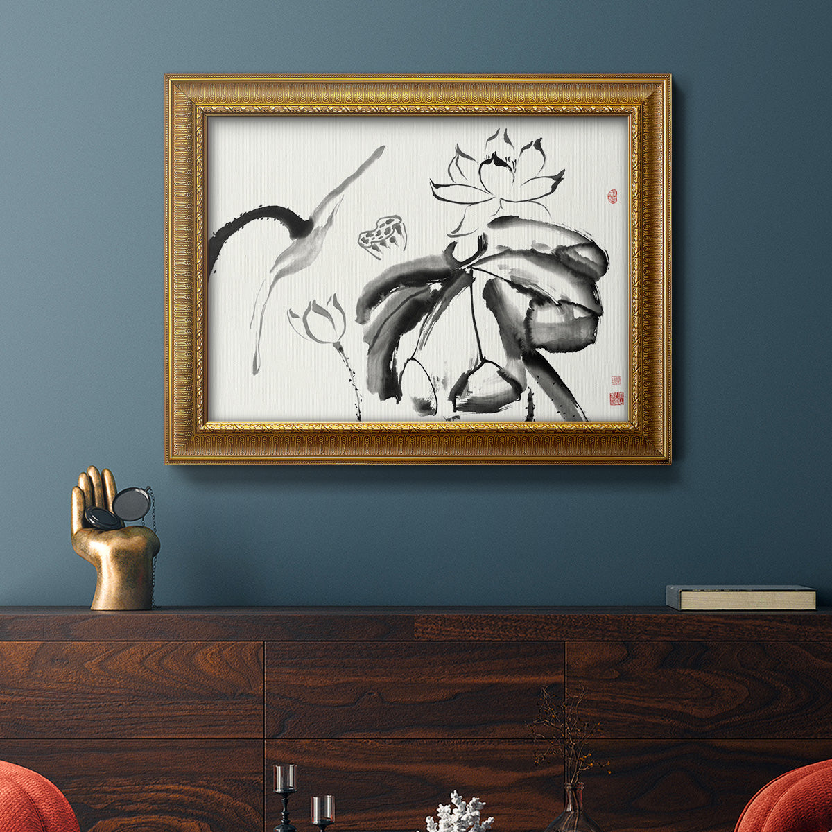 Lotus Study III Premium Framed Canvas- Ready to Hang