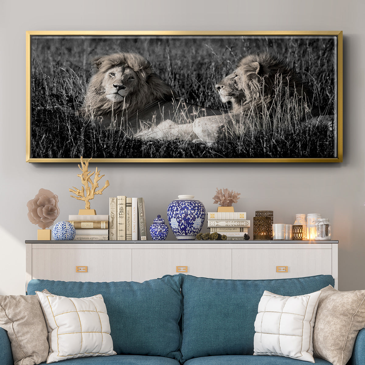 Mara Lions - Floater Framed Canvas Print