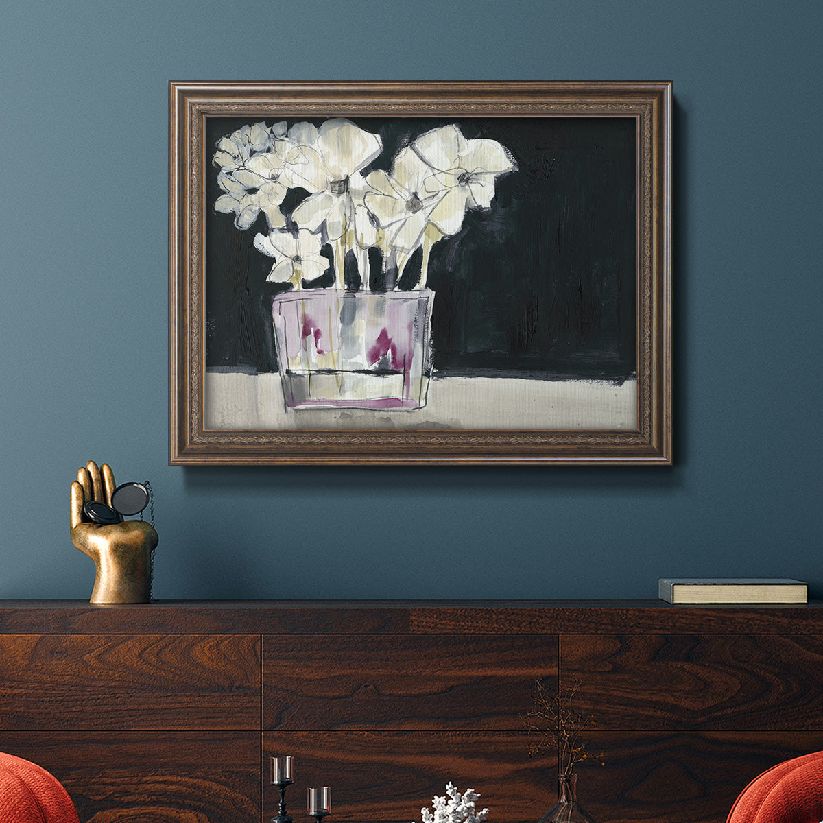 White Flowers in Fuchsia II Premium Framed Canvas- Ready to Hang