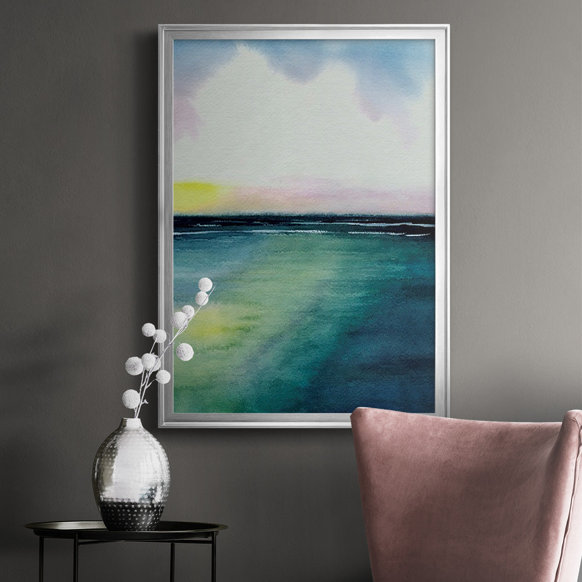 Sherbet Sunset Diptych II - Modern Framed Canvas Print