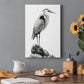 Shoreline Heron in B&W I Premium Gallery Wrapped Canvas - Ready to Hang