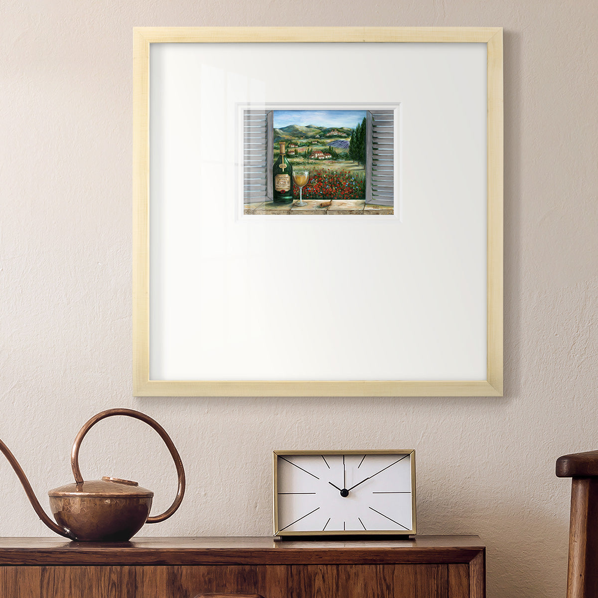 Tuscan White and Poppies Premium Framed Print Double Matboard