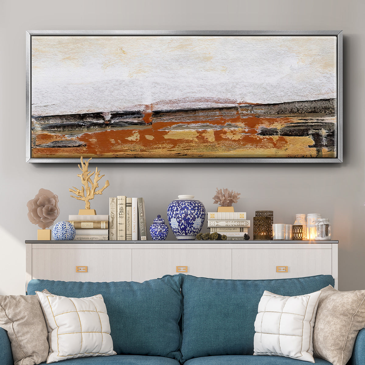 Bridges Ochre III - Floater Framed Canvas Print