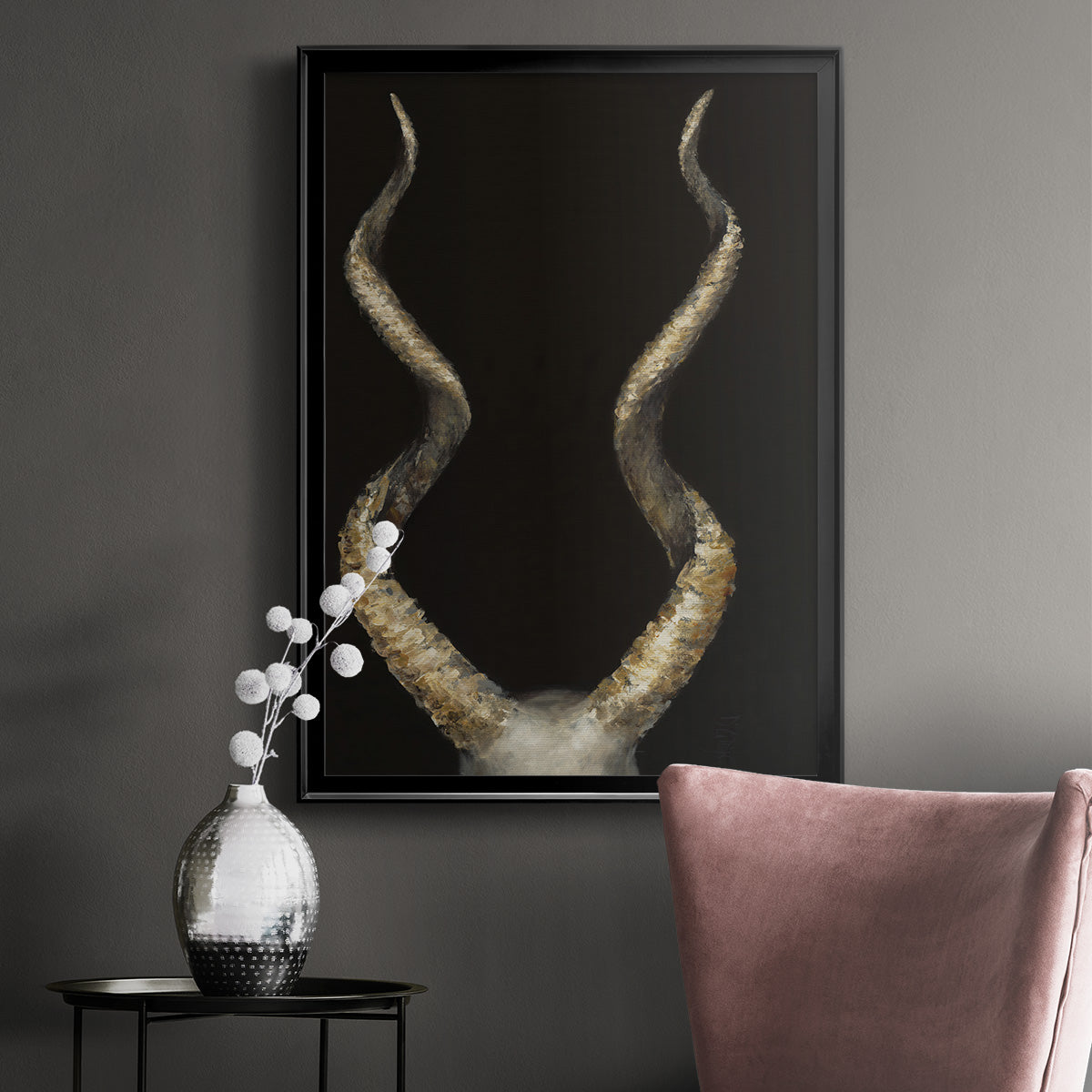 Spiral Antelope Horns -  Framed Canvas Print