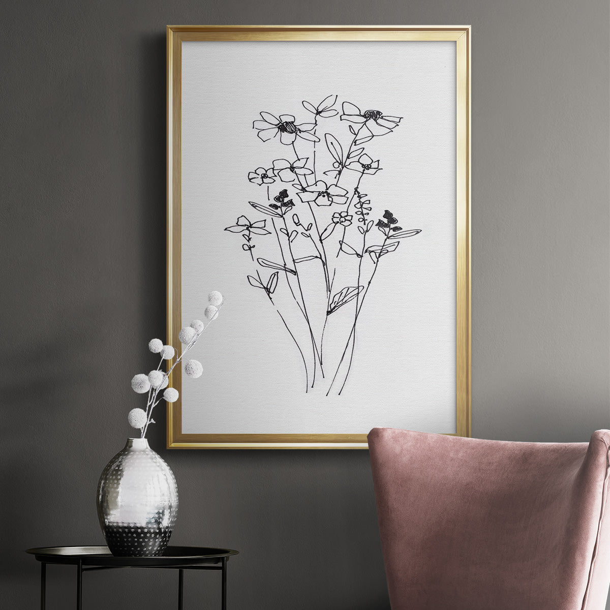 Farmhouse Plants I - Modern Framed Canvas Print