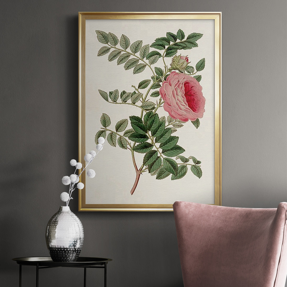 Pink Floral Mix I - Modern Framed Canvas Print