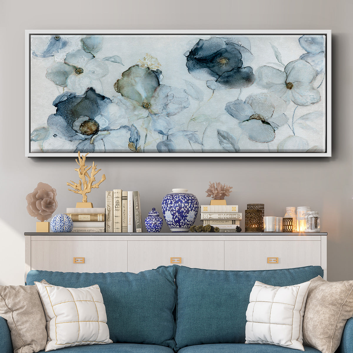 Flowering Indigo - Floater Framed Canvas Print
