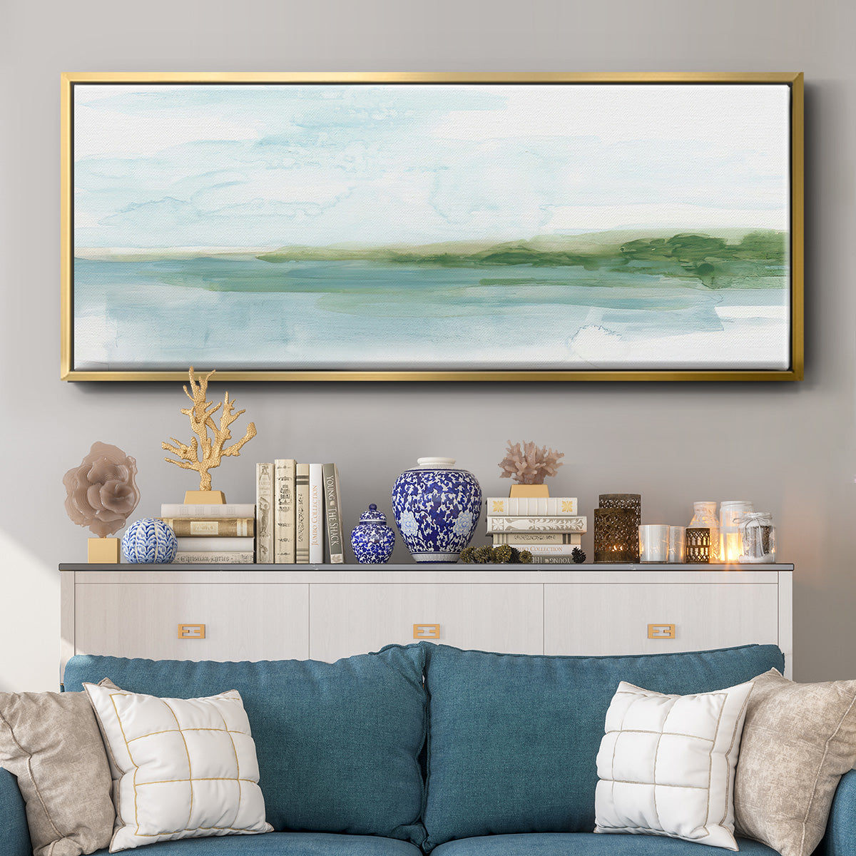 Green Ribbon Coast I - Floater Framed Canvas Print