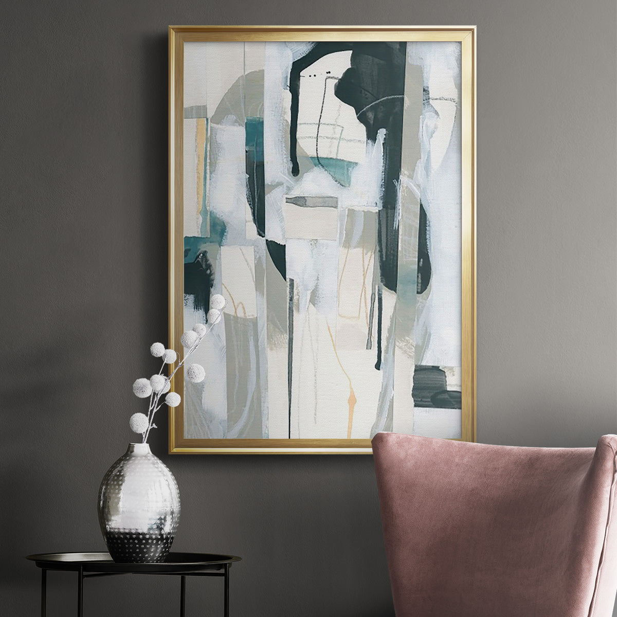 Sea Cavern Strata II - Modern Framed Canvas Print