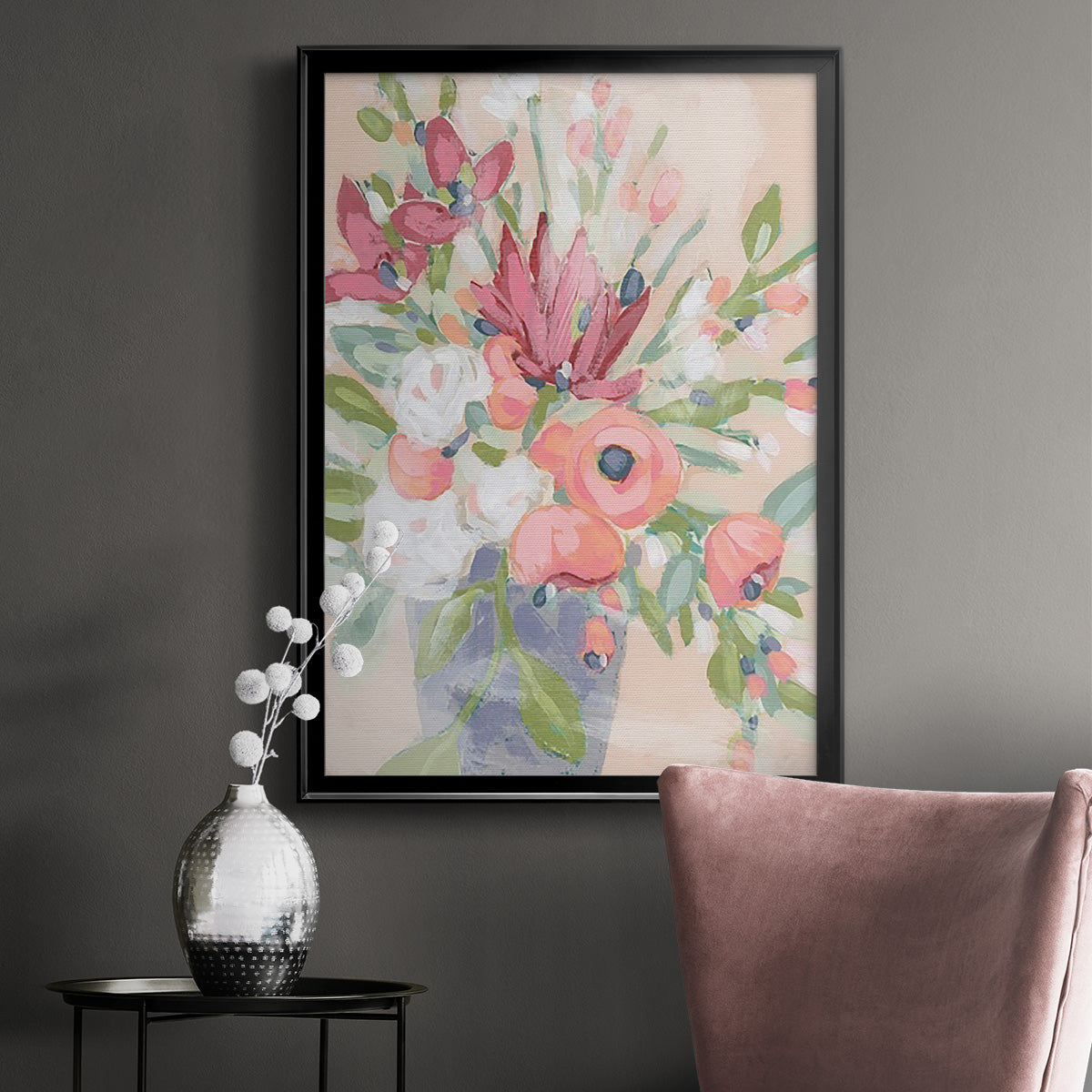 Blush Array II - Modern Framed Canvas Print