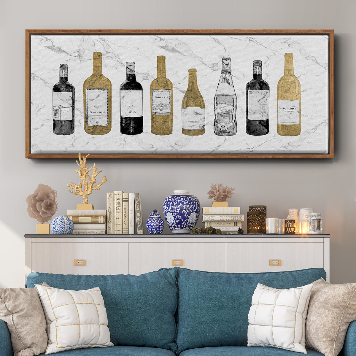 Glam Wine Bar - Floater Framed Canvas Print