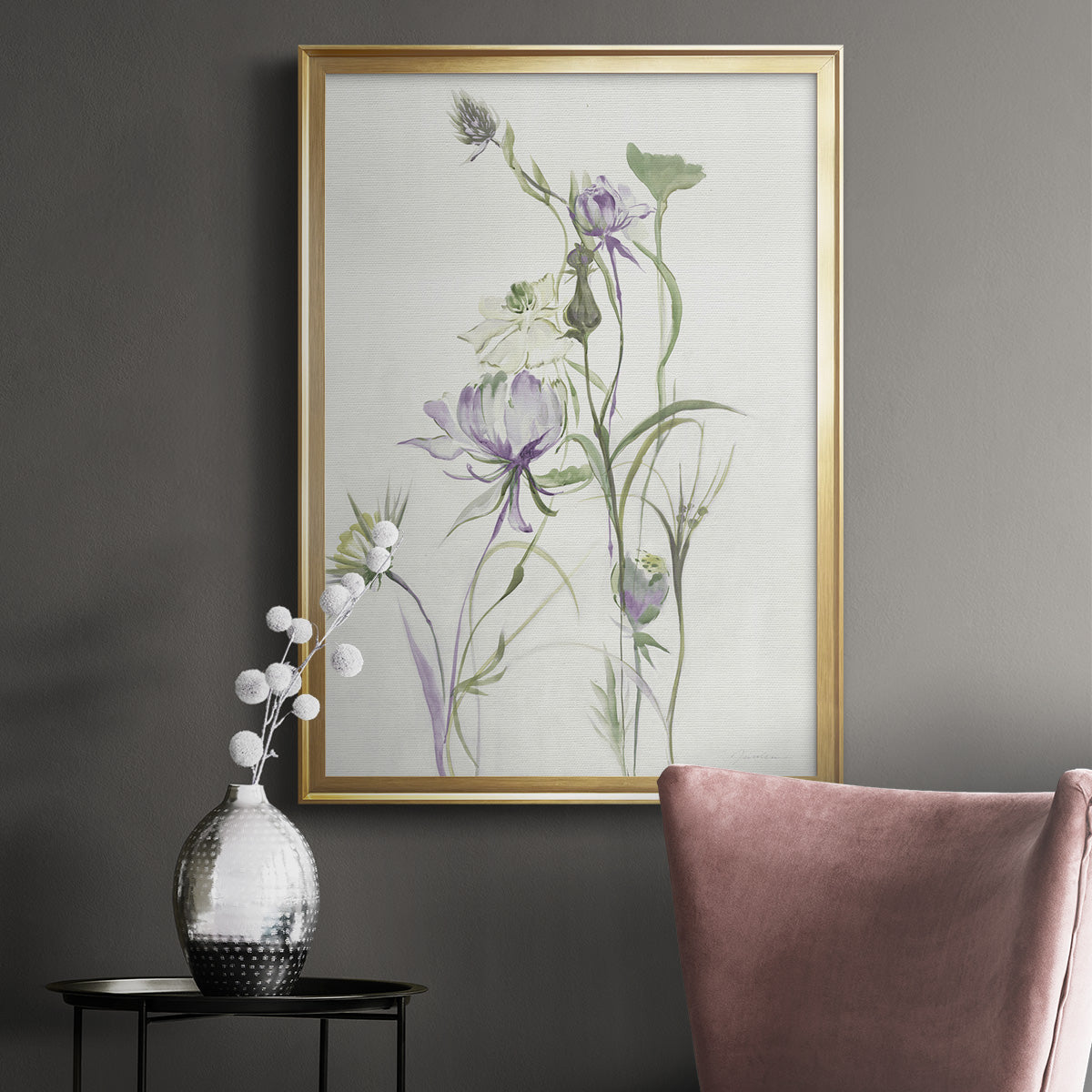Late Summer Wildflowers II - Modern Framed Canvas Print