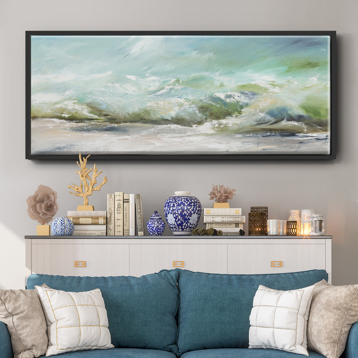 Dancing on the Waves II - Floater Framed Canvas Print
