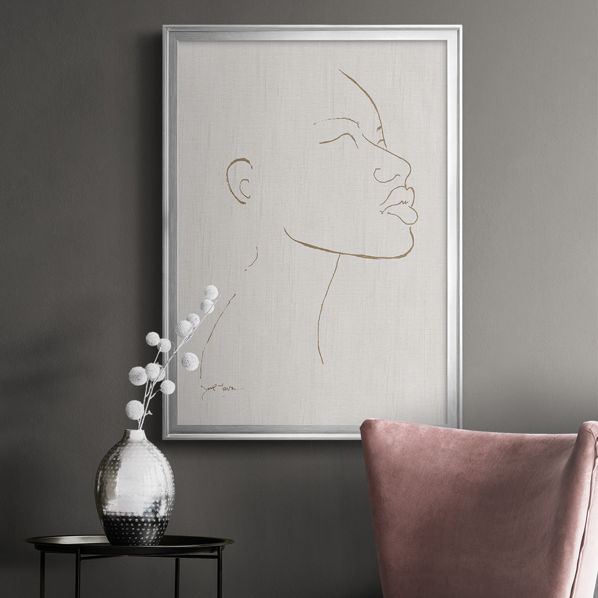 Portrait Sketch I - Modern Framed Canvas Print