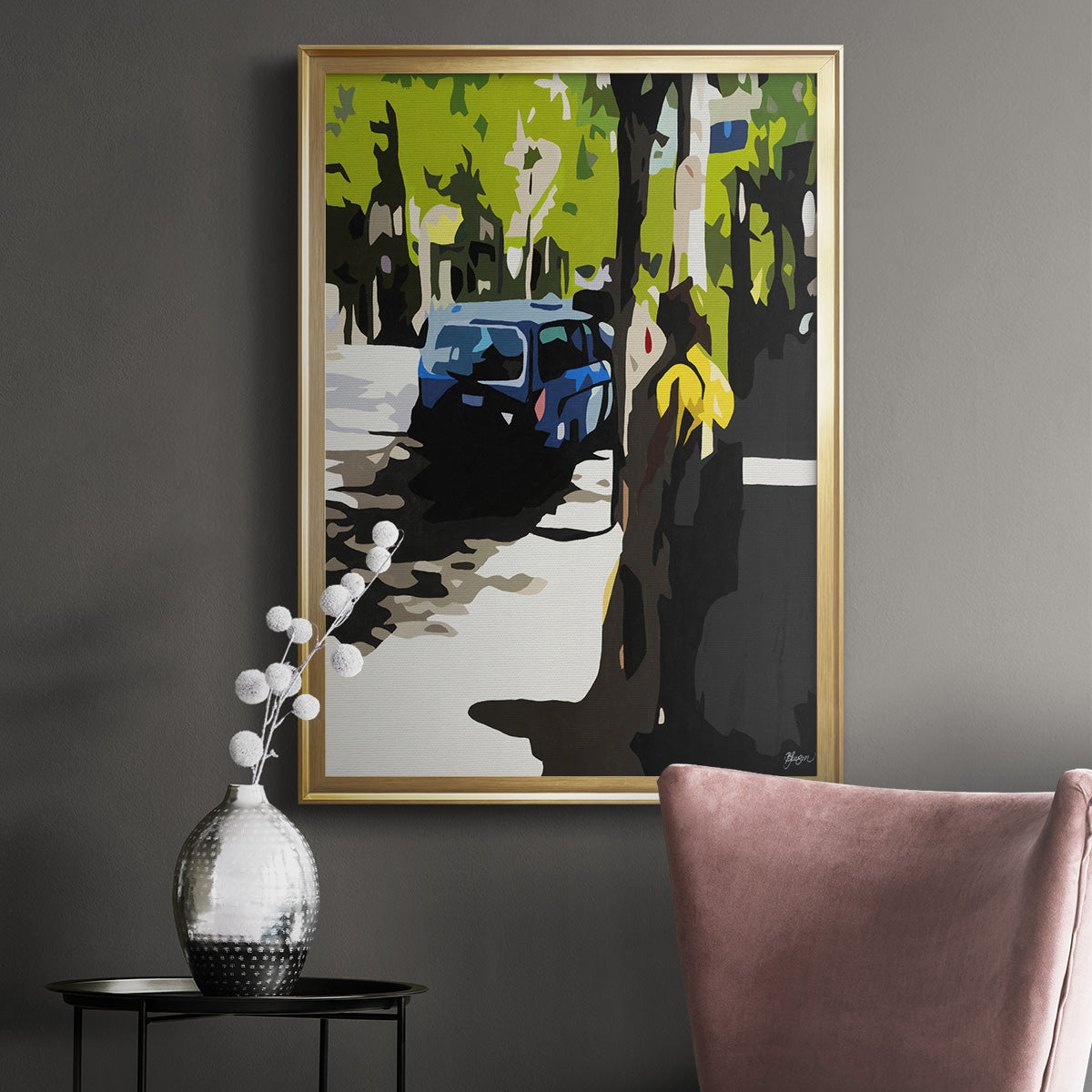 A Volvo in Ballard - Modern Framed Canvas Print