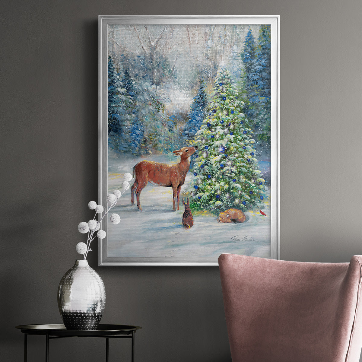 Winter Gathering - Modern Framed Canvas Print